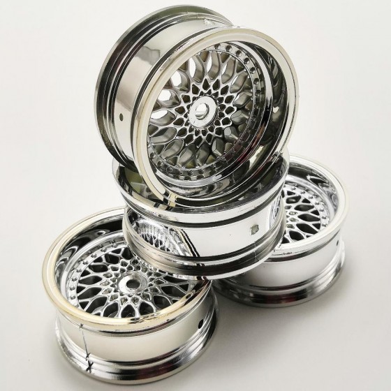 1/10 Drift Wheels Chrome - Silver (Offset) +6 52x26mm 4pcs/set