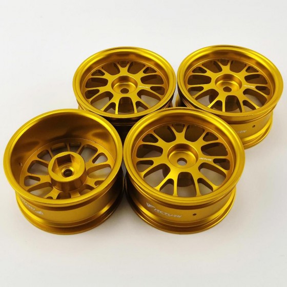 Alloy 1/10 On Road Drift Car Wheel Rims - B Style Gold 52x26mm  4pcs/set