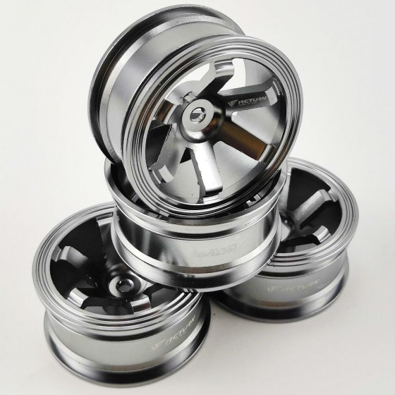 Alloy 1/10 On Road Drift Car Wheel Rims - C Style TiColor 52x26mm  4pcs/set