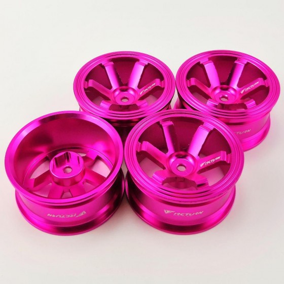 Alloy 1/10 On Road Drift Car Wheel Rims - C Style Pink 52x26mm  4pcs/set