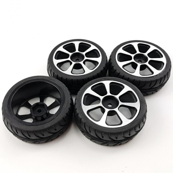 1/10 Rally Tire with Aluminum Rims - Silver B 4pcs/set 65x25mm Rims Dia: 45mm     12mm Hex