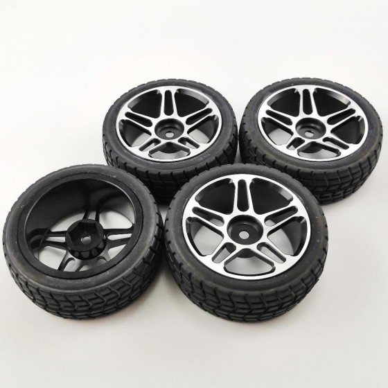 1/10 Rally Tire with Aluminum Rims - Silver C 2pcs/set 67x22mm Rims Dia: 45mm     12mm Hex