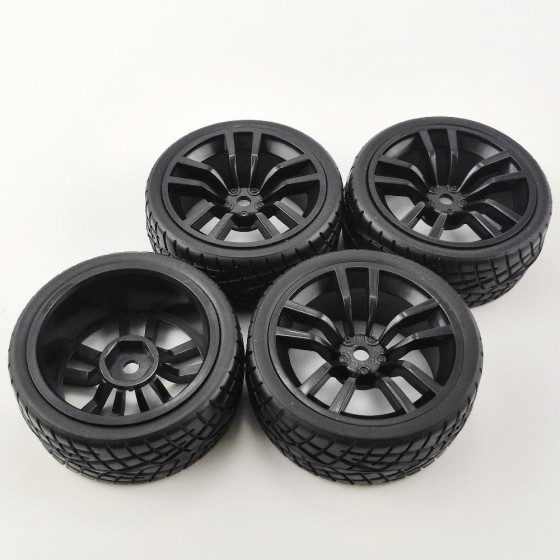 A1 Type - Black 1/10 Touring Car Tires for HSP94123, 12mm hex   62x26mm,   4pcs/set without gluded