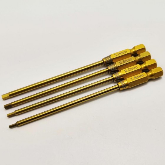 Premium RC Power Tool Tit-Coated Hex1.5/2.0/ 2.5/3.0mm Tips 4pcs (6.35mm)