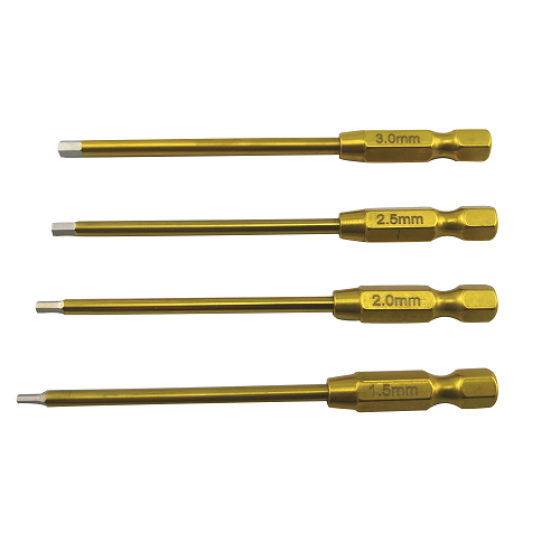 Premium RC Power Tool Tit-Coated Hex1.5/2.0/ 2.5/3.0mm Tips 4pcs (6.35mm)
