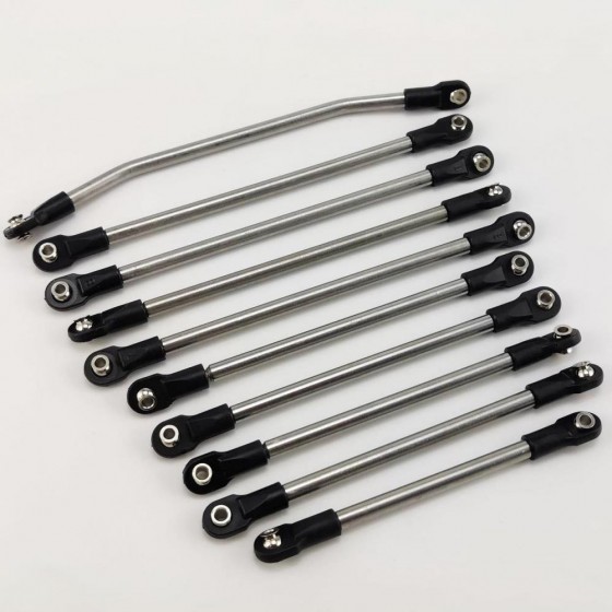 Stainless Steel Links Set for Servo Axle Mounted Rod (for SCX10 II)  Diameter: 5.0mm, M4 Head 313 Wheelbase, 10pcs/set 