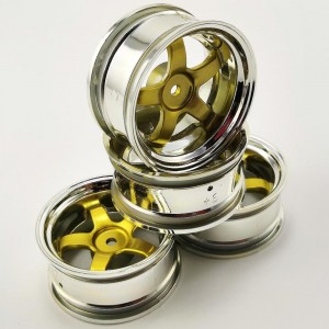 1/10 Drift Wheels Chrome - Gold (Offset) +6 52x26mm 4pcs/set