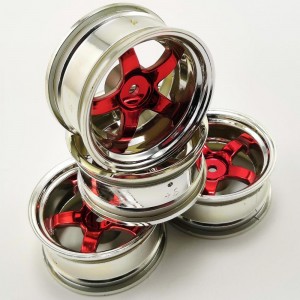 1/10 Drift Wheels Chrome - Red (Offset) +6 52x26mm 4pcs/set