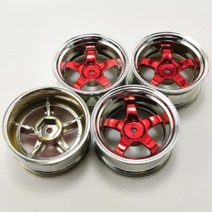 1/10 Drift Wheels Chrome - Red (Offset) +6 52x26mm 4pcs/set