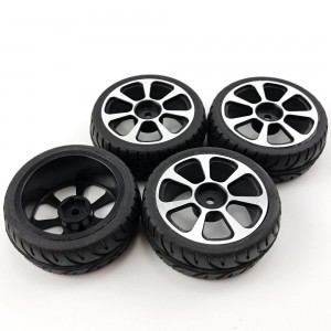 1/10 Rally Tire with Aluminum Rims - Silver B 4pcs/set 65x25mm Rims Dia: 45mm     12mm Hex