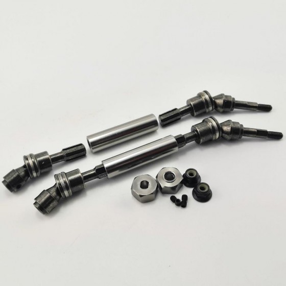 Metal Front Axle Set - Ti Grey for Traxxas Stampede Slash Rustler 4x4 Lightweight Metal CV Splined Drive Shaft 2 pcs/set