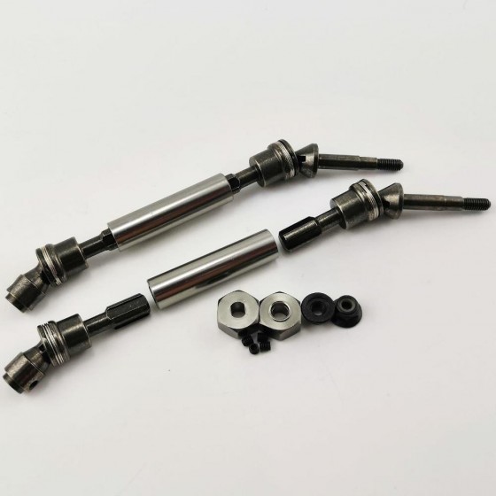 Metal Front Axle Set - Ti Grey for Traxxas Stampede Slash Rustler 4x4 Lightweight Metal CV Splined Drive Shaft 2 pcs/set