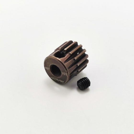 3.175 Bore 48DP - 15T Aluminum 7075 Hard Coated Motor Pinions Gear - Red with M3 set screw for 1/10 RC Car