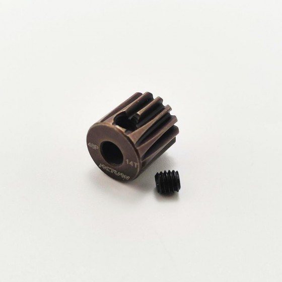3.175 Bore 48DP - 14T Aluminum 7075 Hard Coated Motor Pinions Gear - Red with M3 set screw for 1/10 RC Car