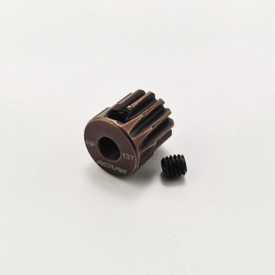 3.175 Bore 48DP - 13T Aluminum 7075 Hard Coated Motor Pinions Gear - Red with M3 set screw for 1/10 RC Car