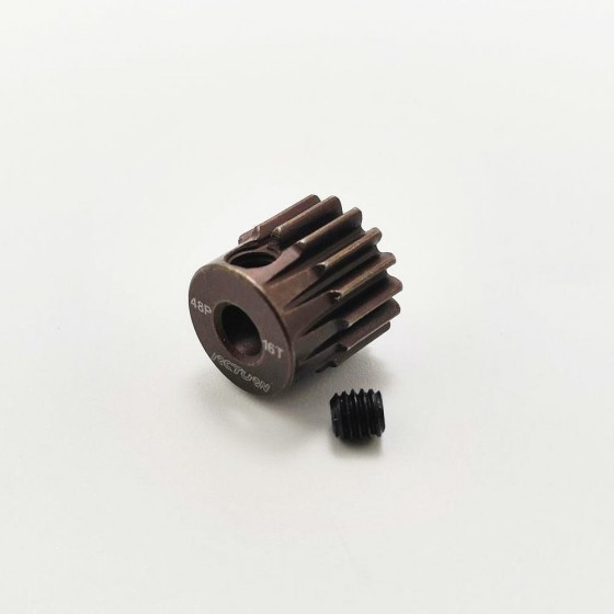 3.175 Bore 48DP - 16T Aluminum 7075 Hard Coated Motor Pinions Gear - Red with M3 set screw for 1/10 RC Car
