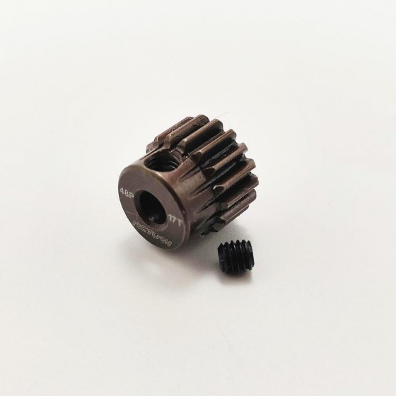 3.175 Bore 48DP - 17T Aluminum 7075 Hard Coated Motor Pinions Gear - Red with M3 set screw for 1/10 RC Car