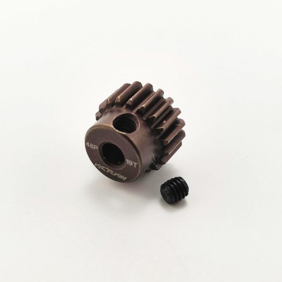 3.175 Bore 48DP - 19T Aluminum 7075 Hard Coated Motor Pinions Gear - Red with M3 set screw for 1/10 RC Car