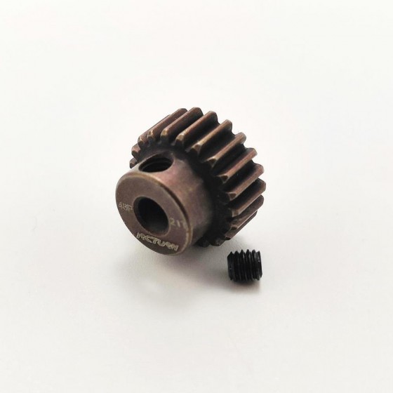 3.175 Bore 48DP - 21T Aluminum 7075 Hard Coated Motor Pinions Gear - Red with M3 set screw for 1/10 RC Car