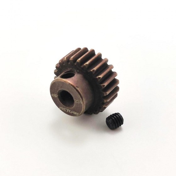 3.175 Bore 48DP - 23T Aluminum 7075 Hard Coated Motor Pinions Gear - Red with M3 set screw for 1/10 RC Car