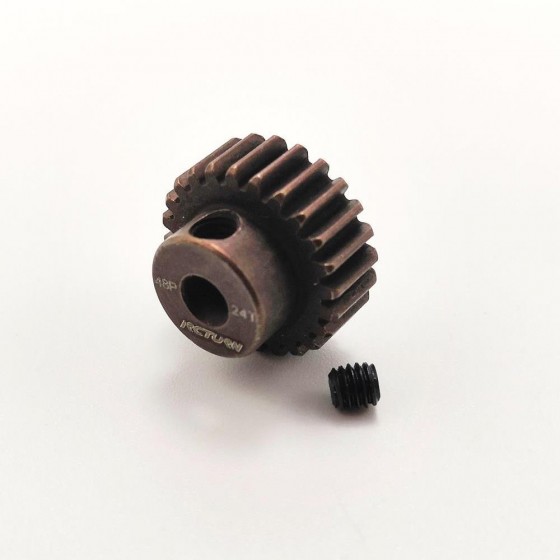 3.175 Bore 48DP - 24T Aluminum 7075 Hard Coated Motor Pinions Gear - Red with M3 set screw for 1/10 RC Car