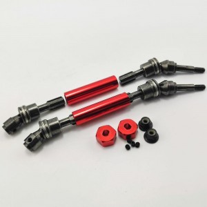 Metal Front Axle Set - Red for Traxxas Stampede Slash Rustler 4x4 Lightweight Metal CV Splined Drive Shaft 2 pcs/set