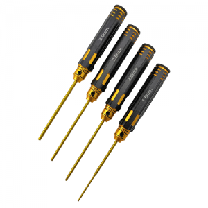 Classic Allen Wrench Set - Drill Gold 4pcs Hex1.5 / 2.0 / 2.5 / 3.0 x 180mm Titanium Coated Tips 4pcs/set / Metric Hex Wrench