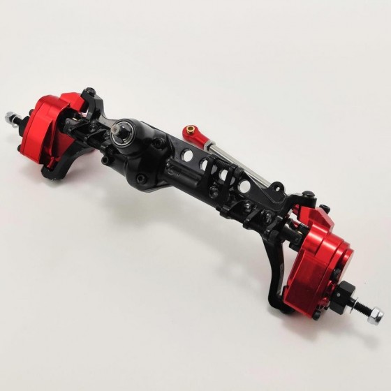 Alloy Portal Axle Set for SCX10III -  Front Black Red with gears, assemblied Diff Gears: 24T/8T Portal Gears: 23T/12T Gear Ratio: 5.75:1