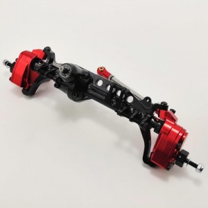 Alloy Portal Axle Set for SCX10III -  Front Black Red with gears, assemblied Diff Gears: 24T/8T Portal Gears: 23T/12T Gear Ratio: 5.75:1
