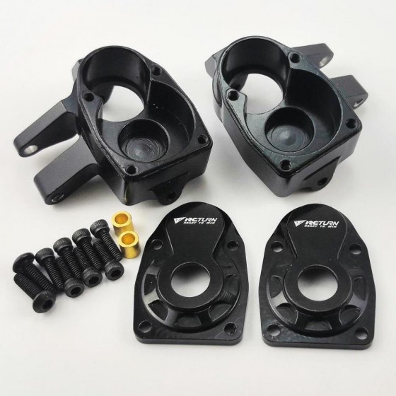 Aluminum Front Portal Housing Set for SCX10 III - Black (Portal Steering Knuckle Caps: Capra)