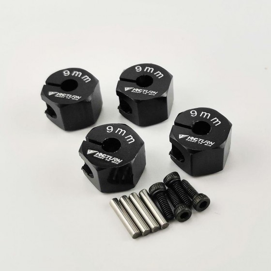 Alloy Wheel Hex Adaptor 12x9mm - Black