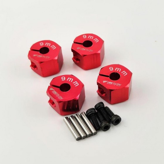 Alloy Wheel Hex Adaptor 12x9mm - Red