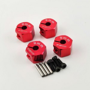 Alloy Wheel Hex Adaptor 12x9mm - Red