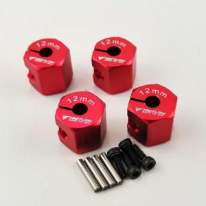 Alloy Wheel Hex Adaptor 12x12mm - Red