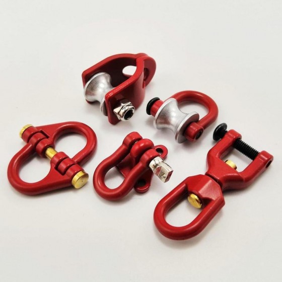 Metal Scale Tow Shackles - Red (1/10 Crawler SCX10/TRX4) 4pcs/set