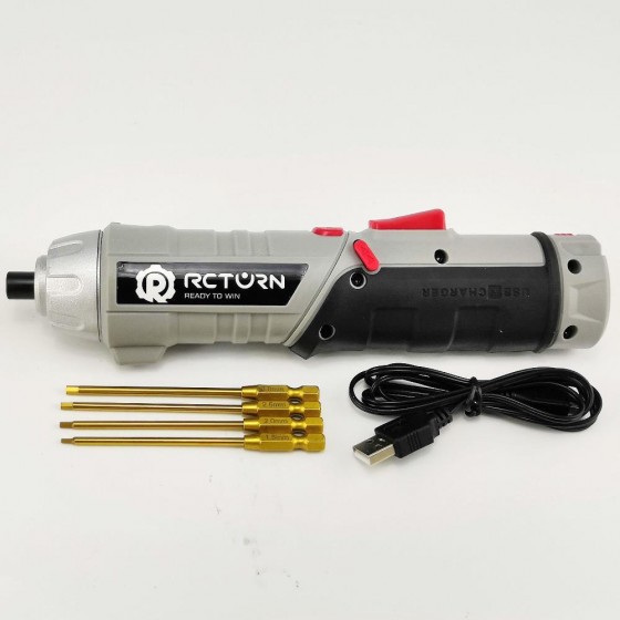P6 ​RC Power Tool Electric Mini Screwdriver with Tit-Coated Tips 3.6v, 1300mAh, 180rpm, 3.5Nm, Chuck 6.35mm Hex, 400g weight, 18650 Battery Hex1.5/2.0/ 2.5/3.0mm/