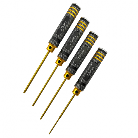 Classic Allen Wrench Set - B Black Gold 4pcs Hex1.5 /2.0/2.5/3.0 Titanium Coated Tips