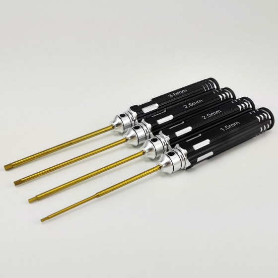Classic Allen Wrench Set - C Black 4pcs RTT11010A Hex1.5 x 180mm RTT11010B Hex2.0 x 180mm RTT11010C Hex2.5 x 180mm RTT11010D Hex3.0 x 180mm Titanium Coated Tips 4pcs/set