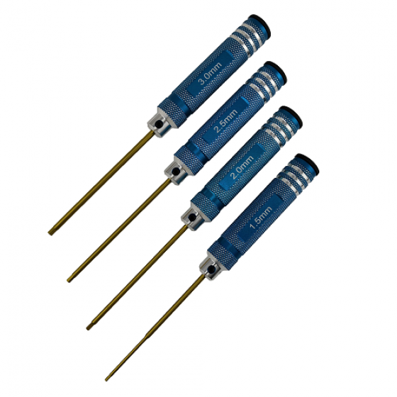 Classic Allen Wrench Set - Blue 4pcs Hex1.5 /2.0/2.5/3.0mm Titanium Coated Tips