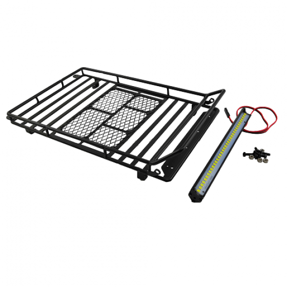 Roof Luggage Rack with LED Light Bar for 1/10 RC Cars 230mm*143mm*25mm 360g