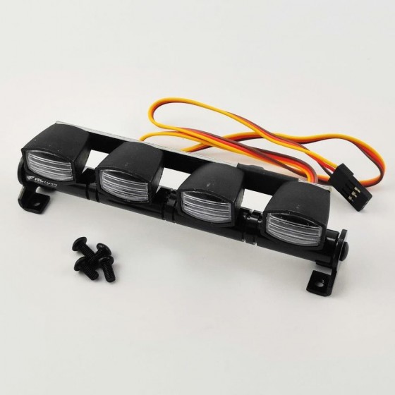 RC Led Light Set - 4 Leads on Metal Roof Rack with Controller - Square Cover 102x21x28.5mm 6 Modes of Lighting Switch Manually by Tact Button or 3rd Channel Signal