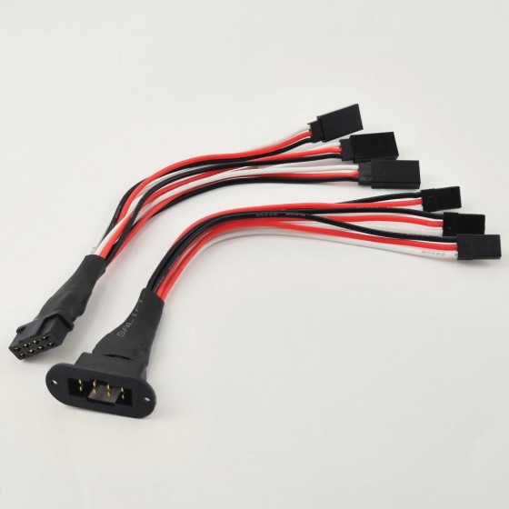 Futaba 3 Male to 3 Female Conversion Connector with Flange Connector Triple Servo Wing Harness  3M3F 20AWG 150mm
