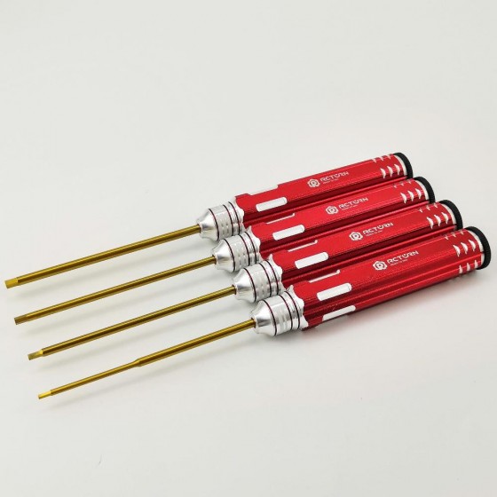 Classic Allen Wrench Set - Red 4pcs RTT111A1 Hex1.5 x 180mm RTT111A2 Hex2.0 x 180mm RTT111A3 Hex2.5 x 180mm RTT111A4 Hex3.0 x 180mm Ti-Coated Tips