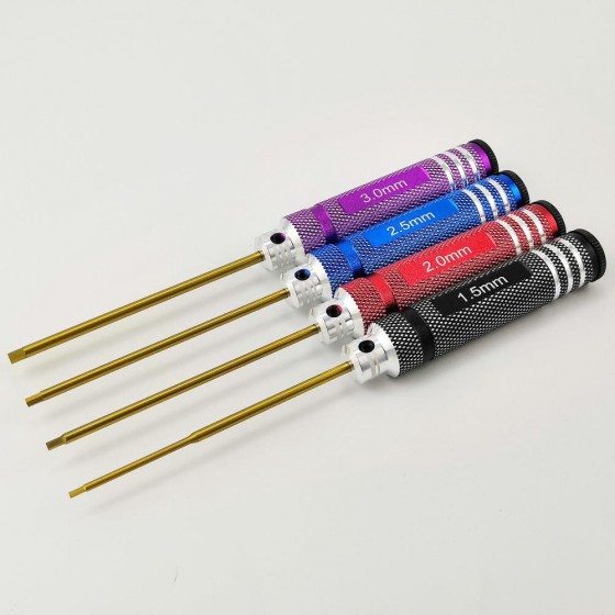 Classic Allen Wrench Set - Rank Color Four RTT01FB1 Hex1.5 x 180mm - Black RTT01FB2 Hex2.0 x 180mm - Red RTT01FB3 Hex2.5 x 180mm - Blue RTT01FB4 Hex3.0 x 180mm - Purple Ti-Coated Tips