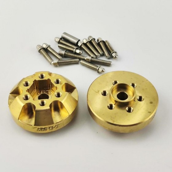 Brass Wheel Weight Hub for 1.9/2.2 Crawler Wheel (VP wheels) Hex 12mm Hub 34x34x15mm (+6mm extended) M3*12 Scale Screws