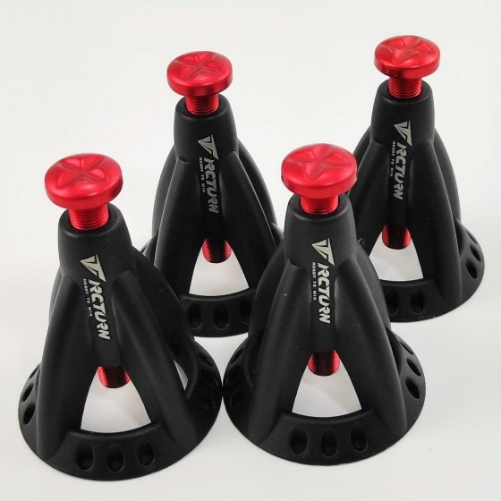Metal Scale Adjustable Height  Jack Stand - Round Black 50x112mm(max) 4pcs/set