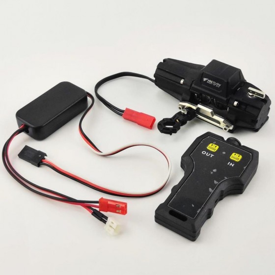 Metal RC Crawler Mini Electric 1/10 Winch with Controller - Black 118g, 70.5x29mm, 6-12.6V JST Plug, Winch Wire