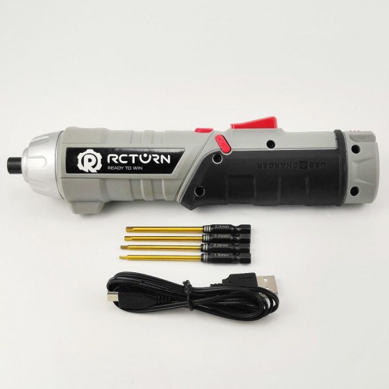 P6 RC Power Tool Electric Mini Screwdriver with Classic Tit-Coated Tips 3.6v, 1300mAh, 180rpm, 3.5Nm, Chuck 6.35mm Hex, 400g weight, 18650 Battery Hex1.5/2.0/ 2.5/3.0mm/ 1set