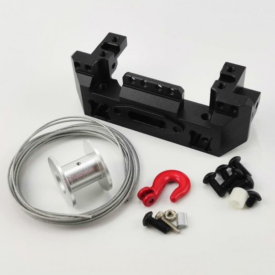 Aluminum Front Bumper Winch Servo Mount with Winch 25T Servo Horn & Rope Hook for TRX4 / TRX-4