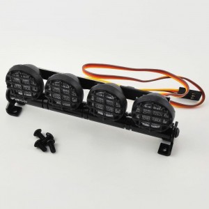 RC Led Light Set - 4 Leads on Metal Roof Rack with Controller - Round Cover 102x19x38mm 6 Modes of Lighting Switch Manually by Tact Button or 3rd Channel Signal